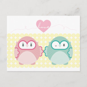 OWL LOVE :: soft girl + boy Postcard