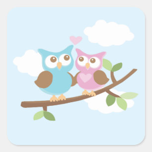 Owl Love Square Sticker