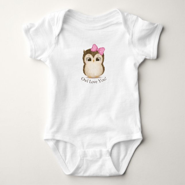 Owl Love You Baby Girl Fun Girly Typography Bodysuit (Front)