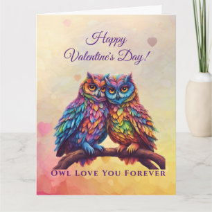 Owl Love You Forever-Colourful Owls-Valentine's Da Card