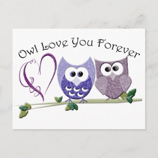 Owl Love You Forever, Cute Owls and Heart design Postcard
