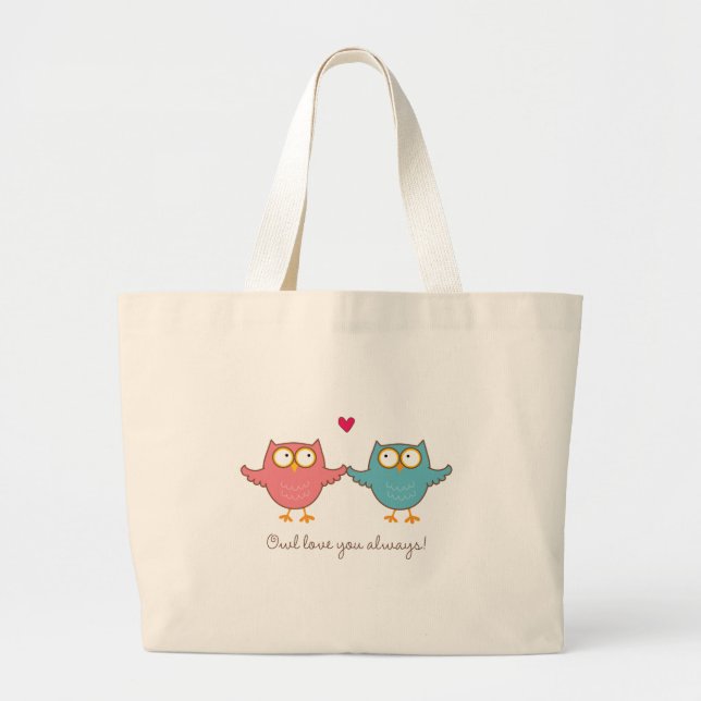 owl love you large tote bag (Front)