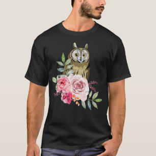 Owl Lover Flower Roses Wise Bird Animal Vintage Ow T-Shirt