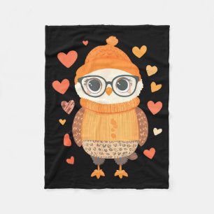 Owl Lover Heart Girls Valentine’s Day Women Owl Fleece Blanket