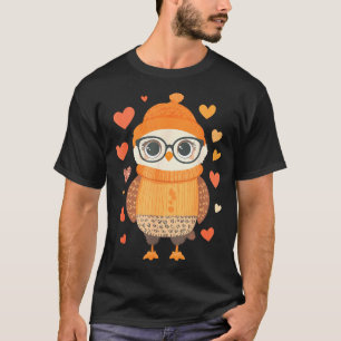 Owl Lover Heart Girls Valentine’s Day Women Owl T-Shirt