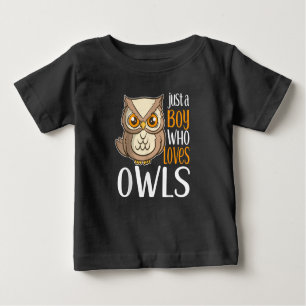 Owl Lovers   Just A Boy Who Loves Owls Cute Owl Baby T-Shirt