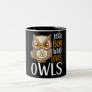 Owl Lovers Just A Boy Who Loves Owls Cute Owl Two-Tone Coffee Mug
