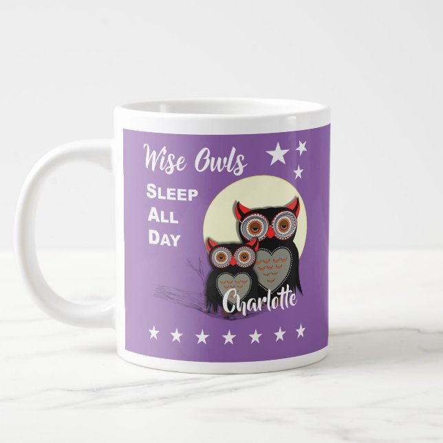 Owl Lovers Super Cute Funny Personalised Large Coffee Mug (Left)