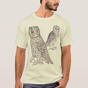 Owl Lovers T-Shirt - Design Based on Antique Print