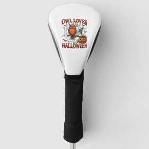 Owl Loves Halloween Orange Spider Web Pumpkin_1 Golf Head Cover