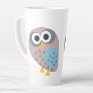 Owl mauve gray blue latte mug