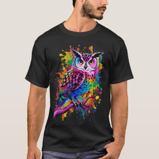 Owl Men Woman Colourful Watercolor Owl friend girl T-Shirt
