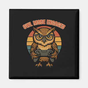 Owl Mode Engaged Owl Gamer Retro Magnet
