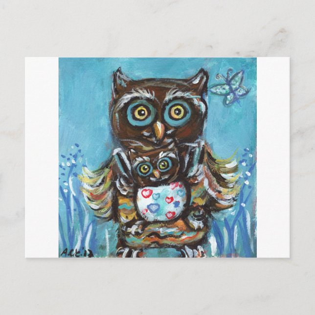 Owl Momma with baby Postcard (Front)