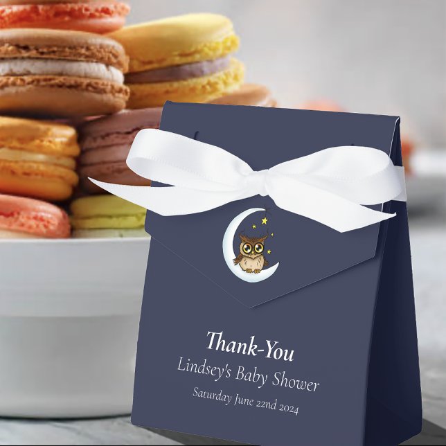 Owl Moon Blue Cute Stars Baby Shower Favour Box (Creator Uploaded)