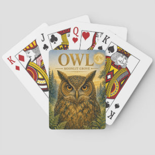 Owl Moonlit Grove Wildlife Playing Cards