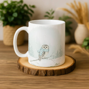 Owl Mug Watercolor Winter Christmas Gift Cute Fore