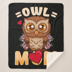 Owl Mum Gift For Owner Owl Mum Sherpa Blanket