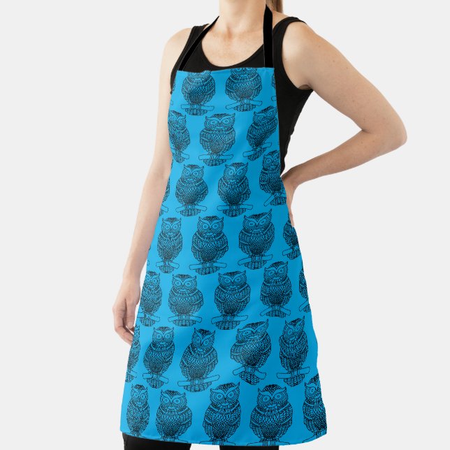 Owl (neon blue) - Apron (Insitu)