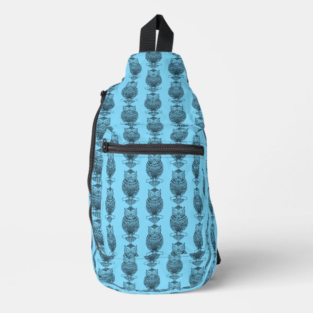 Owl (neon blue) - Sling Bag (Front)