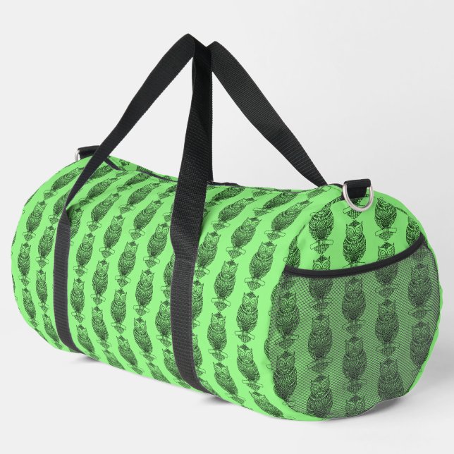 Owl (neon green) - Duffle Bag (Right Corner)