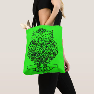 Owl (neon green) - Tote Bag