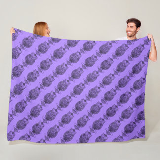 Owl (neon purple) - Fleece Blanket