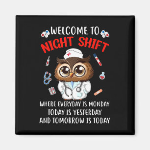 Owl Night Shift Funny Nurse Nursing Rn Lpn Cna For Magnet