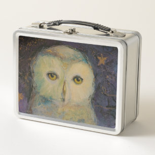 Owl Night Stars Maureen Girard Knowledge Metal Lunch Box