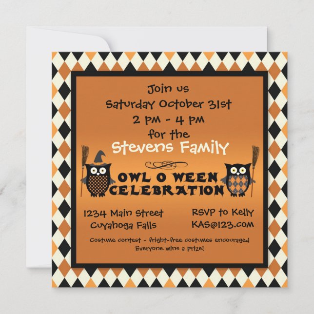 Owl O Ween Halloween Party Invitation (Front)