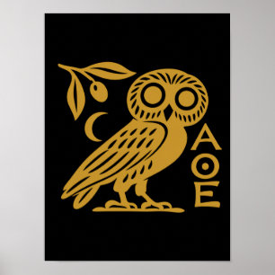 Owl of Athena Athenian Coin Ancient Greek Symbol Poster