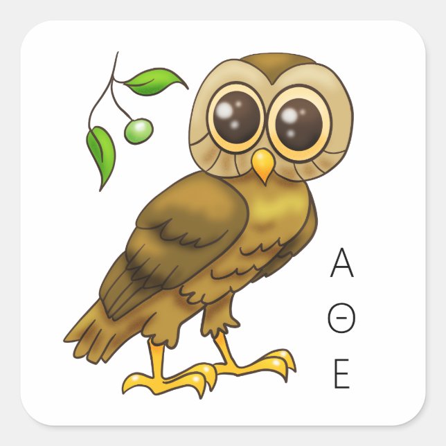 Owl of Athena Square Sticker (Front)