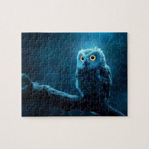 owl on a branch at night jigsaw puzzle