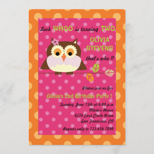 Owl on a branch - Birthday invitations 4