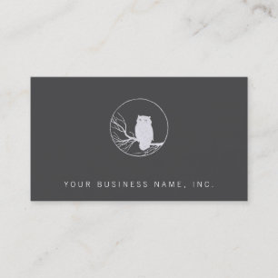 Owl on a Branch in a Circle Business Card