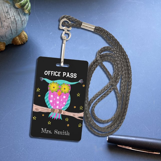 Owl on a branch student pass badge ID badge (Creator Uploaded)