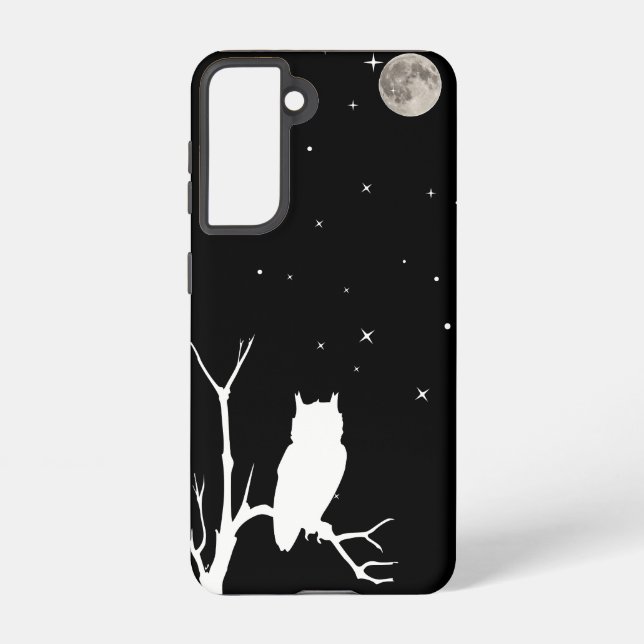 Owl on a Limb with Moon & Stars Samsung Galaxy S21 Case (Back)