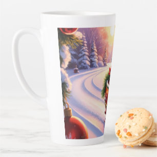 Owl on a sledge during the holidays latte mug