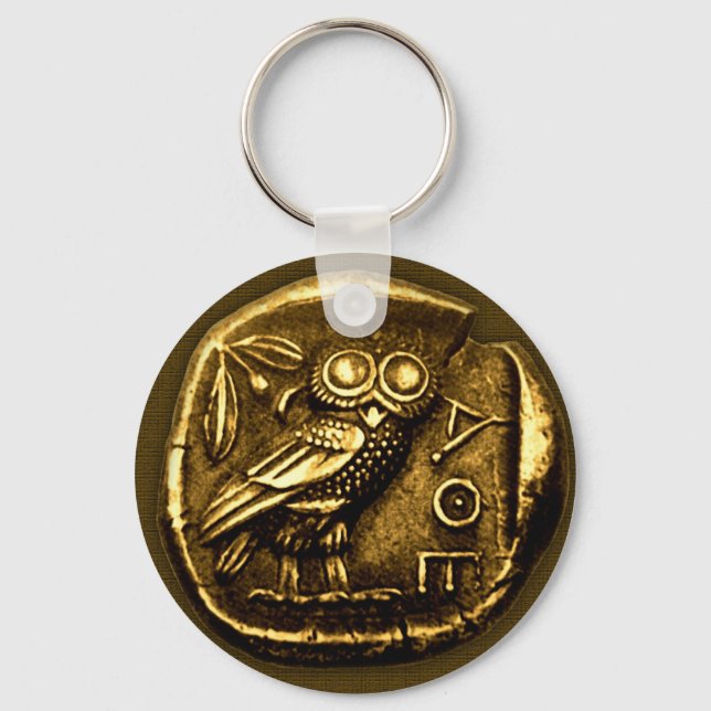 Owl on ancient greek coin key ring (Front)