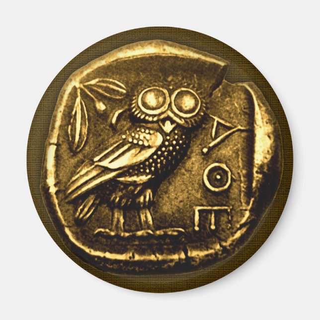 Owl on ancient greek coin magnet (Front)