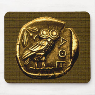 Owl on ancient greek coin mouse pad