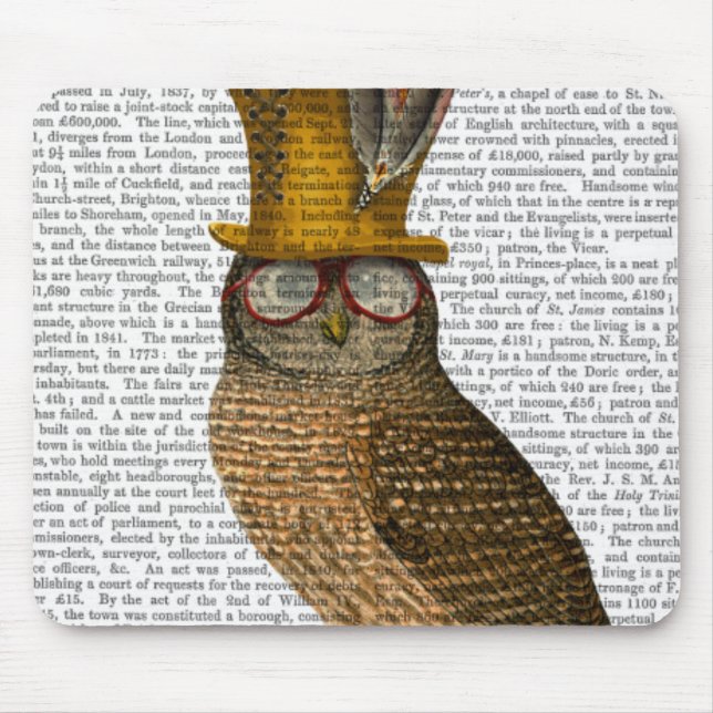 Owl On Books Mouse Pad (Front)