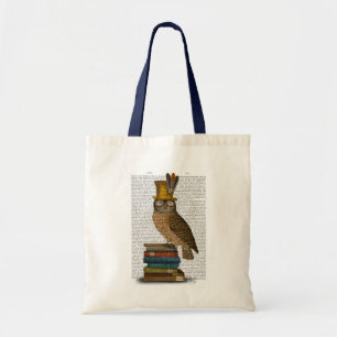Owl On Books Tote Bag