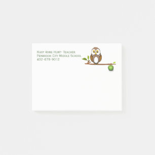 Owl on Branch Custom Teacher's Small Note Pad