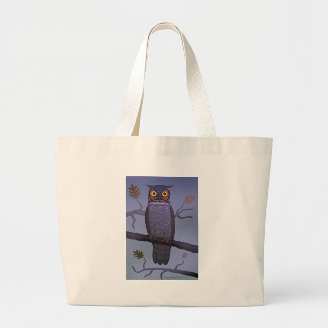 Owl on Branch Large Tote Bag (Front)
