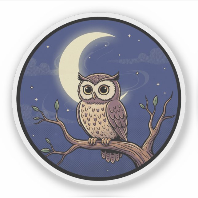 Owl on Branch - Midnight Forest Serenity (Front)