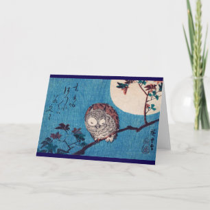 Owl on Maple Branch under Full Moon, Hiroshige Card