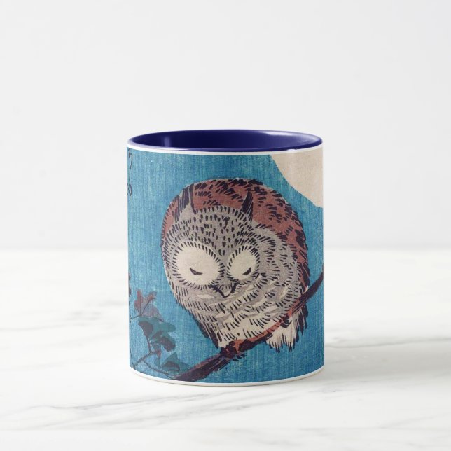 Owl on Maple Branch under Full Moon, Hiroshige Mug (Center)