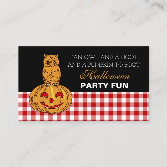 Owl on Pumpkin, Halloween Party Ticket Invitation (Front)