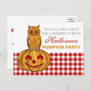 Owl on Pumpkin Halloween Pumpkin Party Invitation